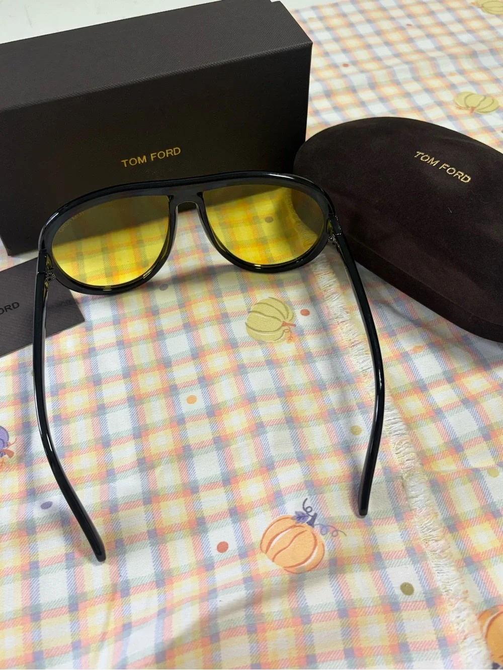 Tom Ford Women's Black Frame Sunglasses with Yellow Lenses - Designer Optics